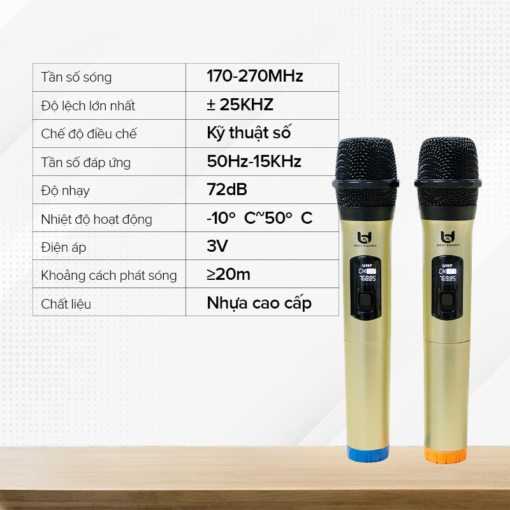 Micro Không Dây Đa Năng BEST SOUND V-W003 màu vàng đen ( Loại 2 Mic ) - Ảnh 2