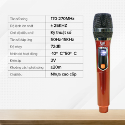 Micro Không Dây Đa Năng BEST SOUND V-W108A màu đỏ, xanh ( Loại 1 Mic )