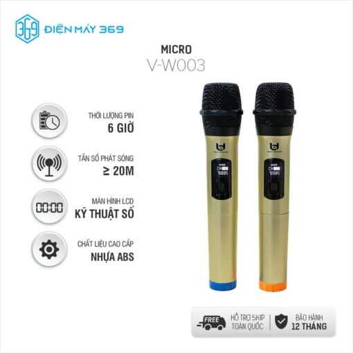 Micro Không Dây Đa Năng BEST SOUND V-W003 màu vàng đen ( Loại 2 Mic ) - Ảnh 4
