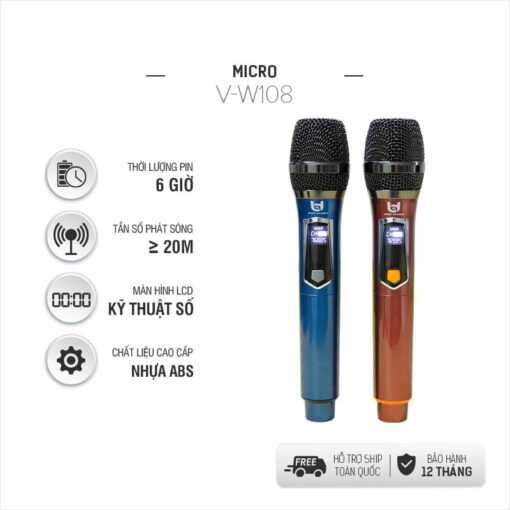 Micro Không Dây Đa Năng BEST SOUND V-W108 màu đỏ, xanh ( Loại 2 Mic ) - Ảnh 14